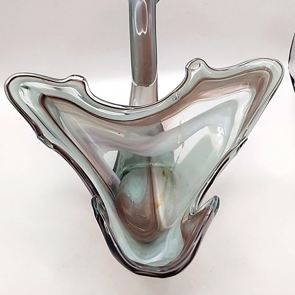 Vintage Sooner Glass Hand Blown Art Glass Swan Centerpiece/Bowl Purple - Picture 12 of 16